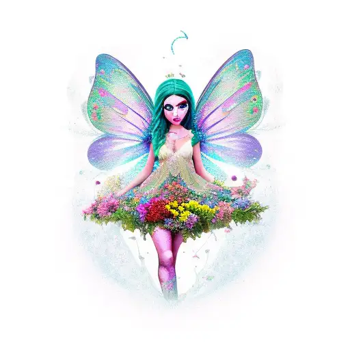 Enchanting Fairy Crafting A Magical Potion Surrounded By Colorful Flowers