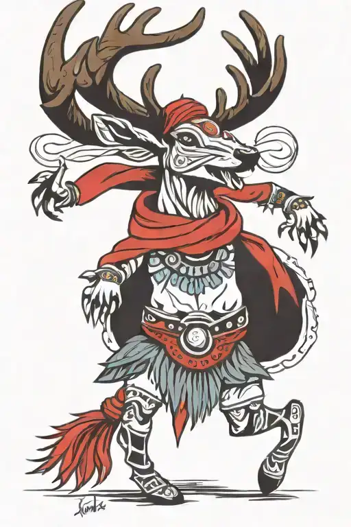 Yaqui Deer Dancer Contemporary With Red Scarf Show