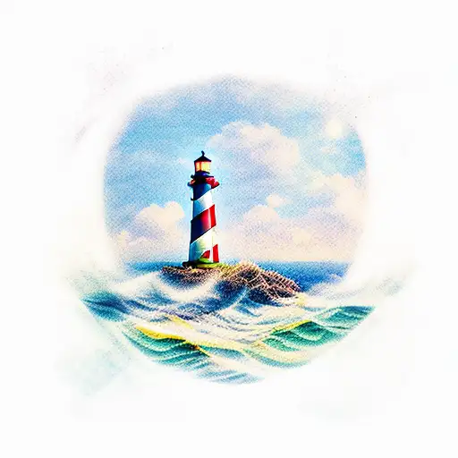 Light House In The Ocean