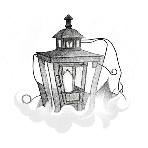 Candlelight Street Lantern With Banner Script