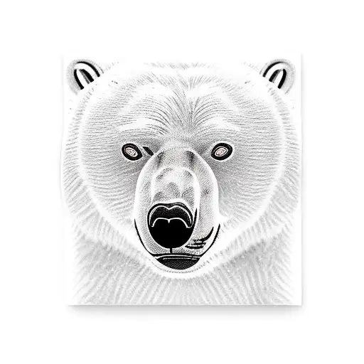 Hungry Polar Bear In Full Growth