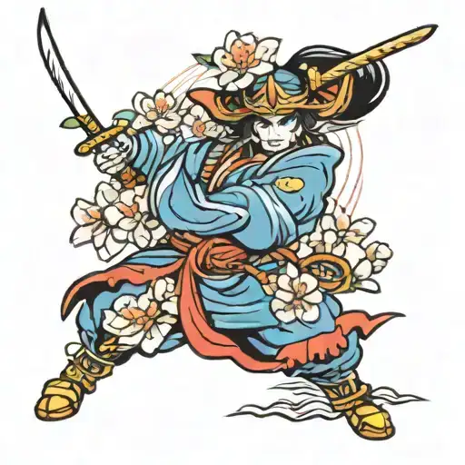 Samurai Warrior Sakura Flowers