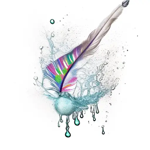 A Feather From Which Drops Drip Into A Vial Of Poison