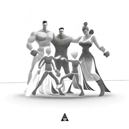 A Family Of Superheroes Posing Together In A Boxing Ring