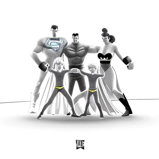 A Family Of Superheroes Posing Together In A Boxing Ring