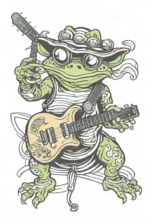 Samurai Frog Playing A Guitar