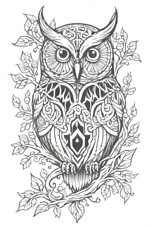 Nordic Forest With Owl And Runes