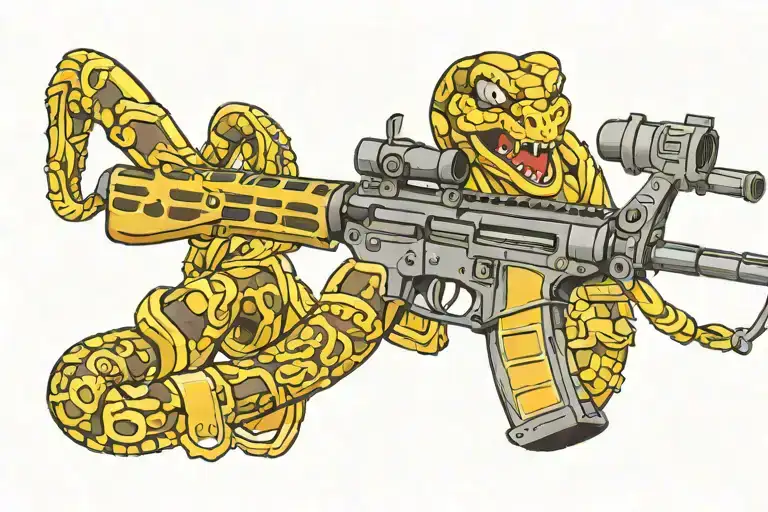 American Ar 15 Rifle With Rattle Snake Wrapping Ot Around