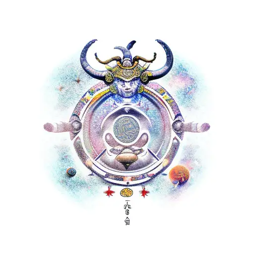 Three Zodiac Signs Taurus Aries Pisces In Far Eastern Style
