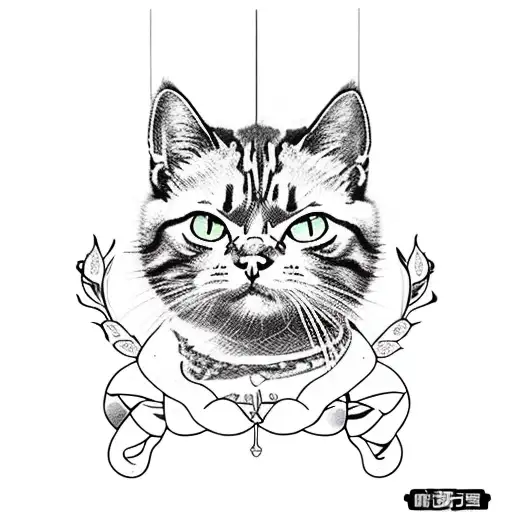 Neo Traditional With Oane Gray Cat And Calico Cat