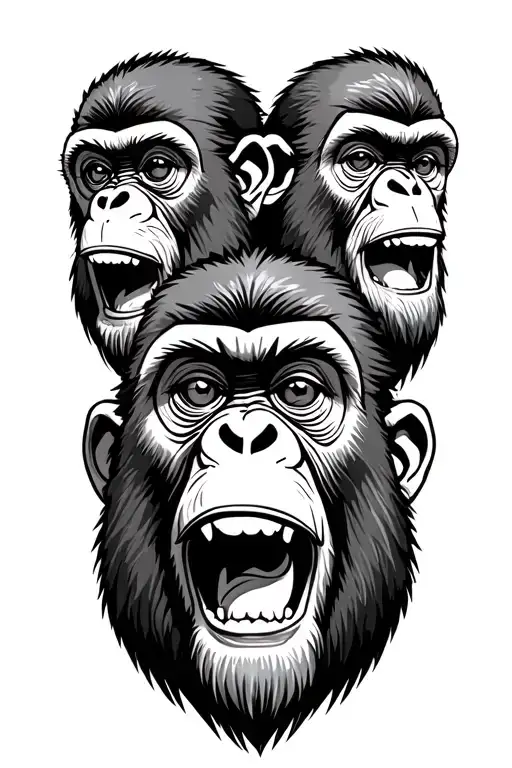 Three Monkeys Representing The Personalities