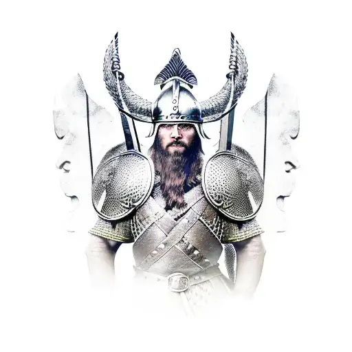 A Powerful Viking Warrior Leading A Victorious Army