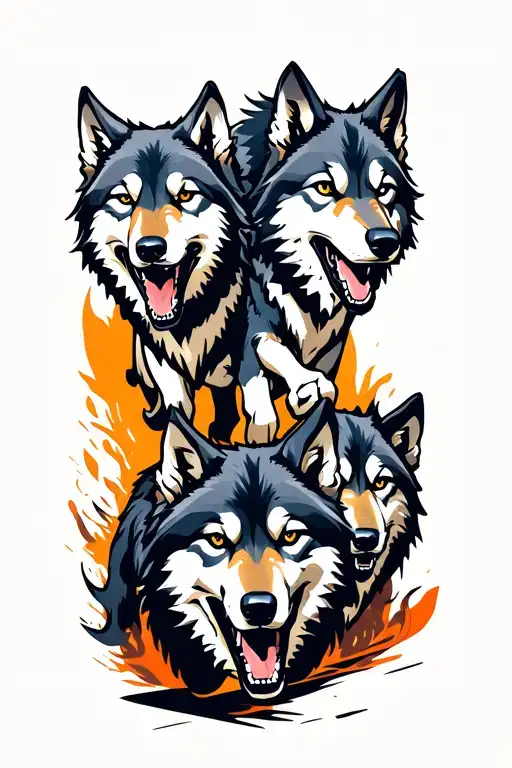 3 Wolves Running