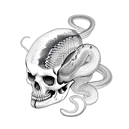 Snake In A Skull 20Cm