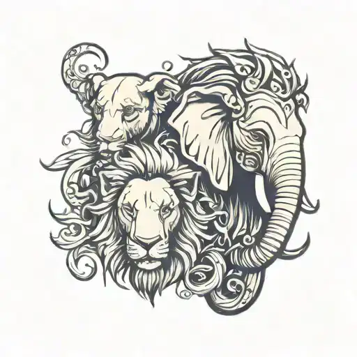 Elephant And Lion Head