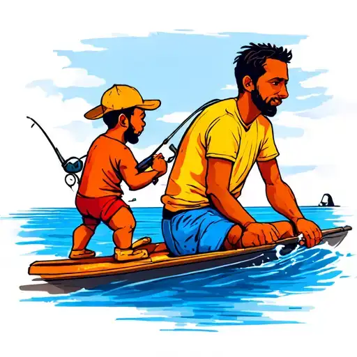 Father And Son Fishing Along Keypot Nj Waterfront