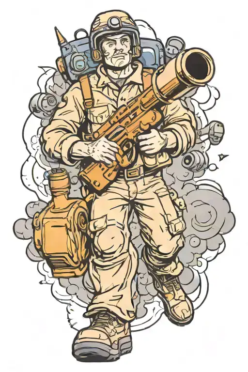 A Guy In Uniform Holds A Rocket Launcher In His Hands