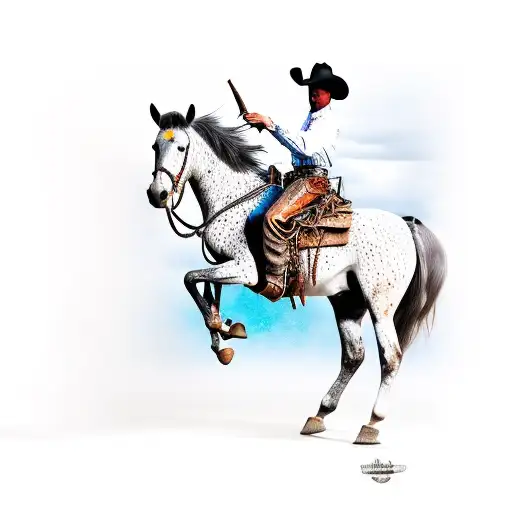 Cowboy On Appaloosa Horse