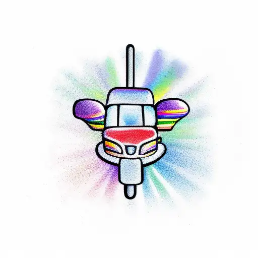 Tractor Driving On Rainbow