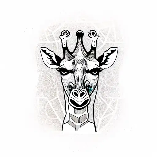 Giraffe With Geometric Shapes And Floral