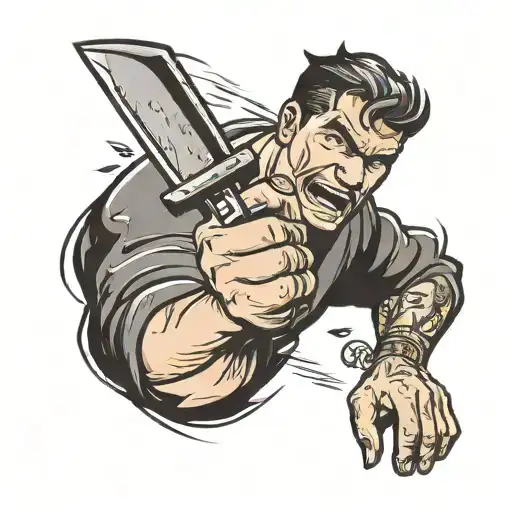 Man Holding A Knife Symbolizing Strength And Resilience