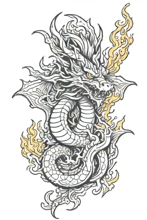 Dragon With Flames Coming