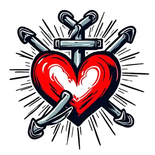 Anchor Cross Heart Shape