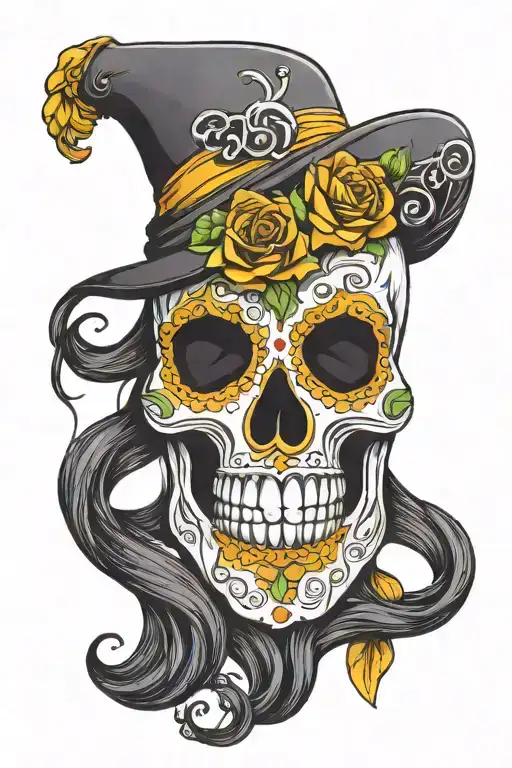 Sugar Skull Horse Head Tattoo Holding