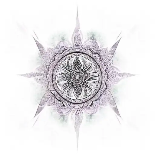 Tattoo Design Flame Arm With Mandala Background On Inside The Flames