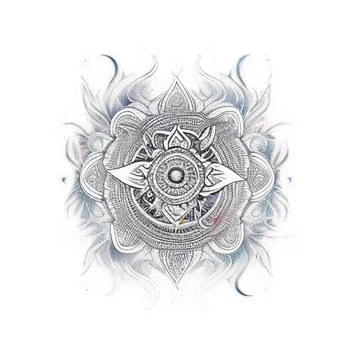 Fire Flames In The Arm With Mandala Inside The Flames