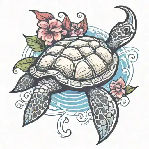 Turtle Hibiscus Flower Behind It A Manta Ray