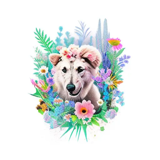 Land Animal Mixed With Flowers