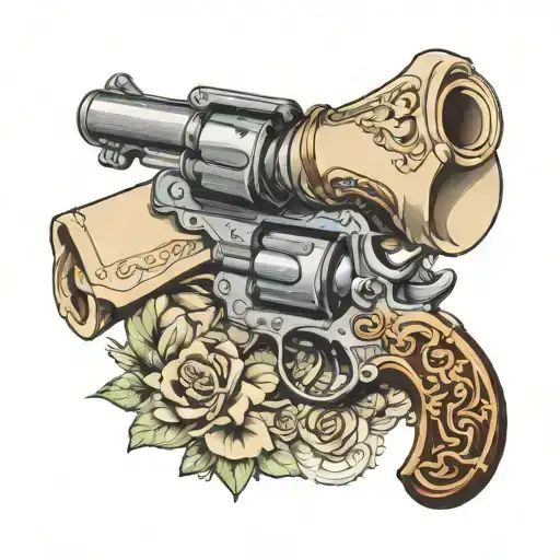 A Legal Document Scroll Wrapped Around A Vintage Revolver