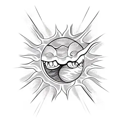 Snake Entering A Sun And Eyes