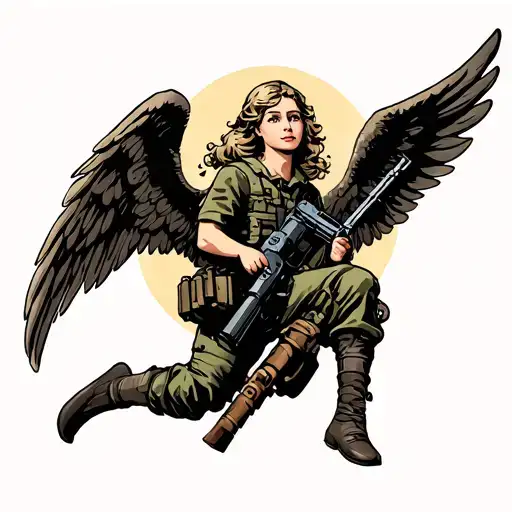 From Above An Angel And In The Bottom Military Theme