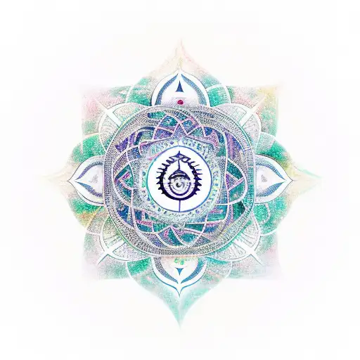 A Hindu Symbol Which Signifies Death And Rebirth Surrounded By Hindu Mantras From Four Sides Of It