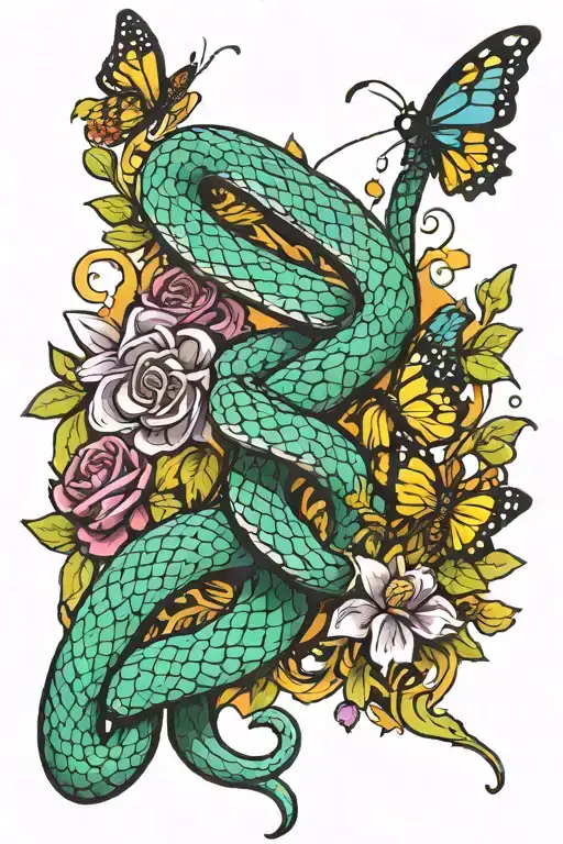 Snake And Butterflie Spine