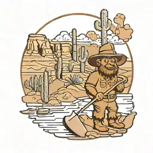 Smokey Bear Copper Shovel Grand Canyon Background With Cactus