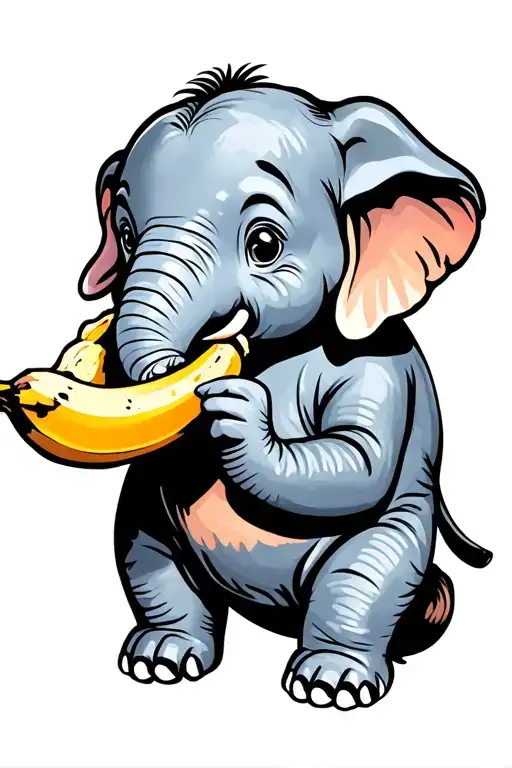 Baby Elephant Eating A Banana