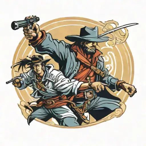 A Cowboy Dueling A Samurai Warrior