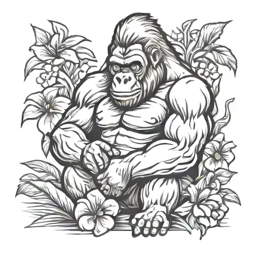 Gorilla Protecting Cuban Flower