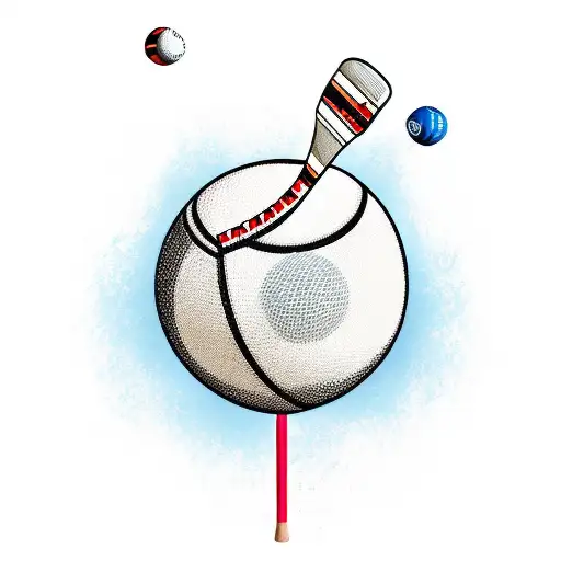 Cricket Bat With The Word Pop And A Afl Ball And Golf Stick