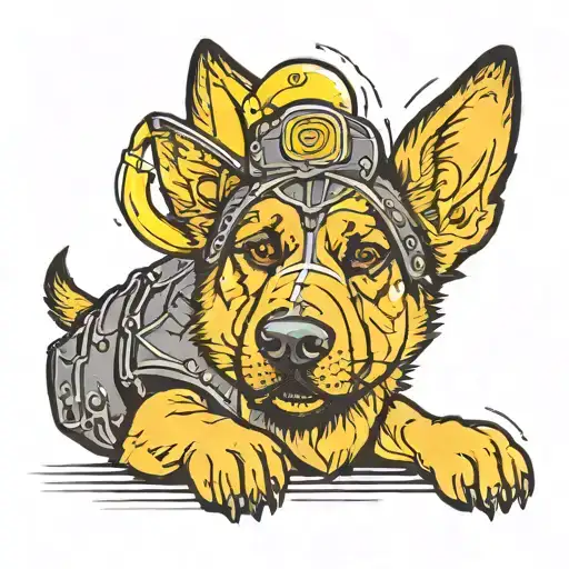 German Shephard With Yellow