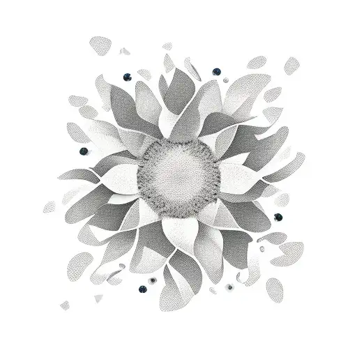 Abstract Geometric Sunflower Design With Blueberry Clusters