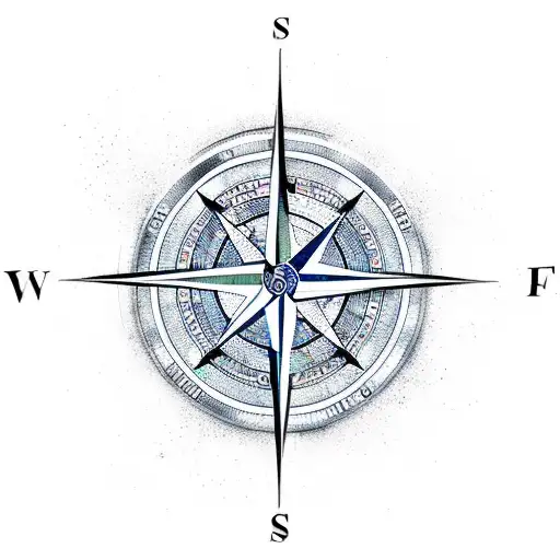A Compass Rose Intertwined With Kitesurfing Lines