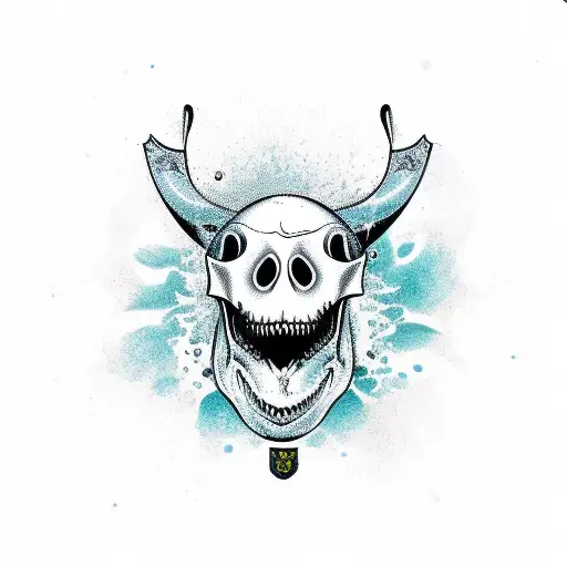 Whale Skull With Pistols And Knife