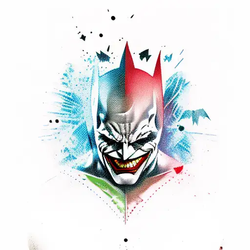 A Dynamic And Action-packed Tattoo Design Featuring Batman And Joker Engaged In An Epic Battle