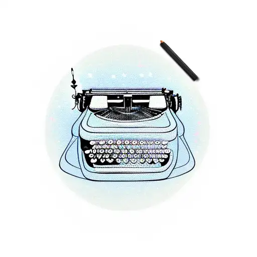 A Retro Typewriter With A Fairy Sitting On Top Typing Magical Words