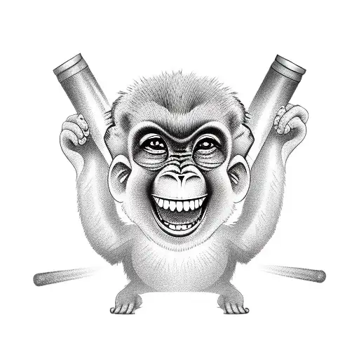 A Tattoo Of A Playful Monkey Doing Stand-up Comedy