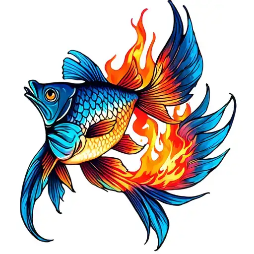 Pisces Surrounded By Fire